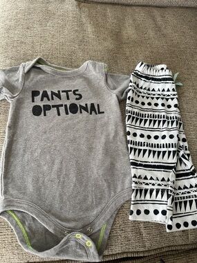Cat & Jack Gray Bodysuit with Black & White Patterned Pants
